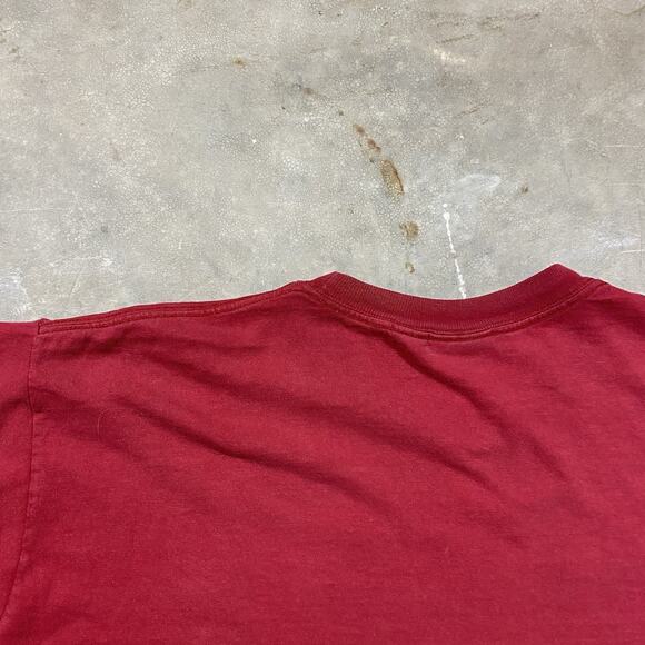 VTG Y2K B.U.M. Equipment BE Logo Tee Red Metallic Grid Graphic Shirt L - Picture 6 of 13